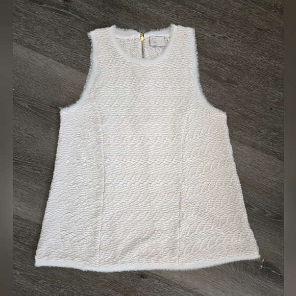 Anthropologie Textured Cream Sleeveless Top Blouse - Picture 1 of 9